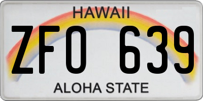 HI license plate ZFO639
