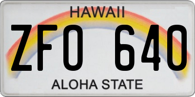 HI license plate ZFO640