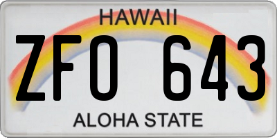 HI license plate ZFO643