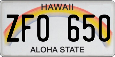 HI license plate ZFO650