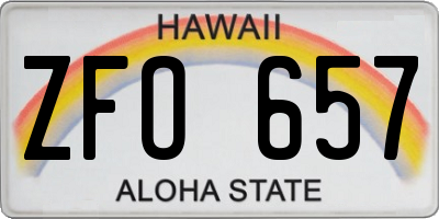 HI license plate ZFO657
