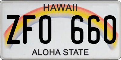 HI license plate ZFO660