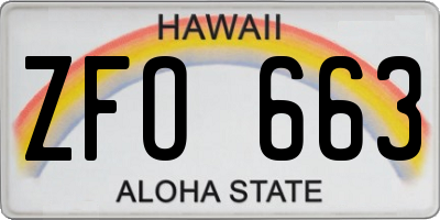 HI license plate ZFO663