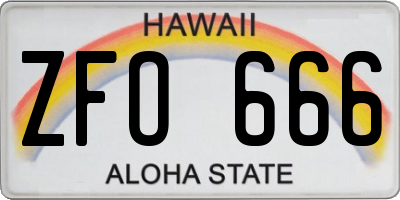 HI license plate ZFO666