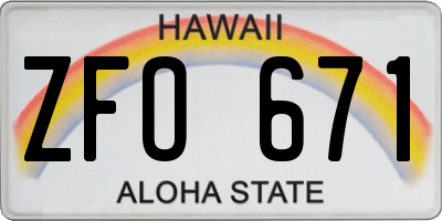 HI license plate ZFO671