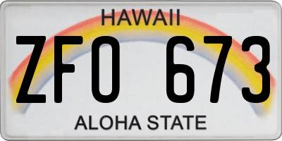 HI license plate ZFO673