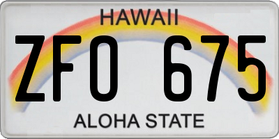 HI license plate ZFO675