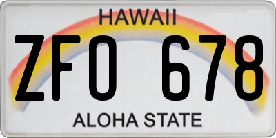 HI license plate ZFO678
