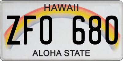 HI license plate ZFO680