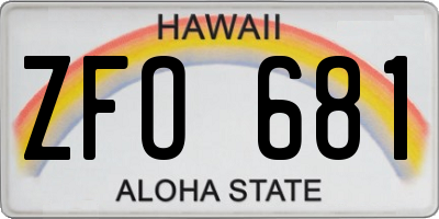 HI license plate ZFO681