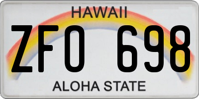 HI license plate ZFO698