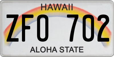 HI license plate ZFO702