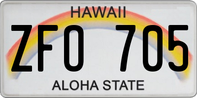 HI license plate ZFO705