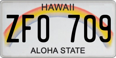 HI license plate ZFO709