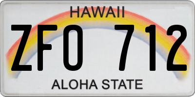 HI license plate ZFO712