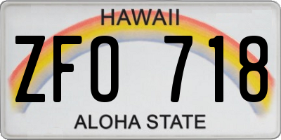 HI license plate ZFO718