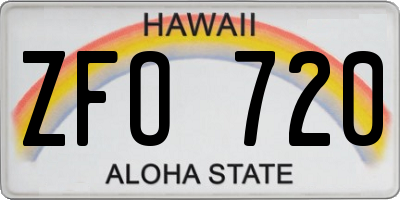 HI license plate ZFO720