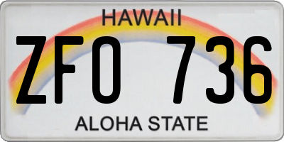 HI license plate ZFO736