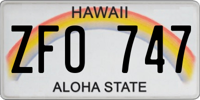 HI license plate ZFO747