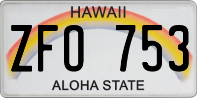 HI license plate ZFO753