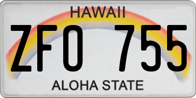 HI license plate ZFO755