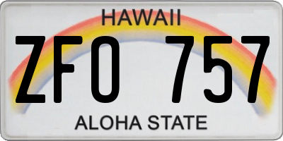 HI license plate ZFO757