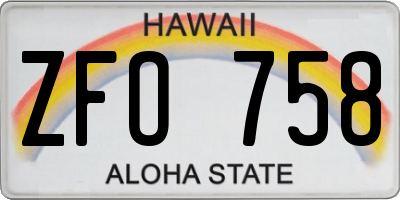 HI license plate ZFO758