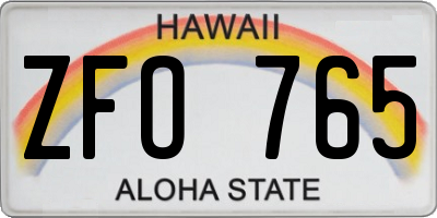 HI license plate ZFO765