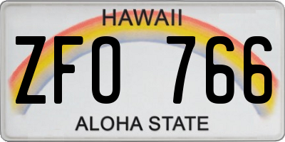 HI license plate ZFO766