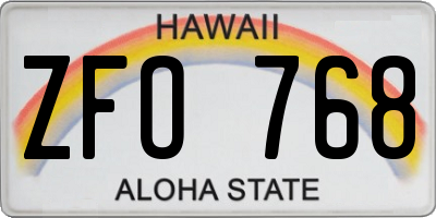 HI license plate ZFO768