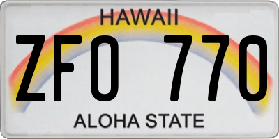 HI license plate ZFO770