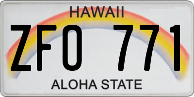 HI license plate ZFO771