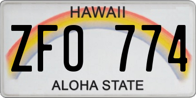 HI license plate ZFO774