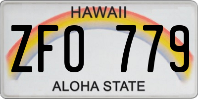 HI license plate ZFO779