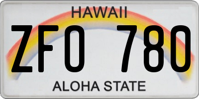 HI license plate ZFO780