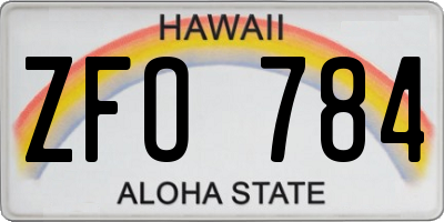 HI license plate ZFO784