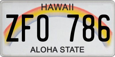 HI license plate ZFO786