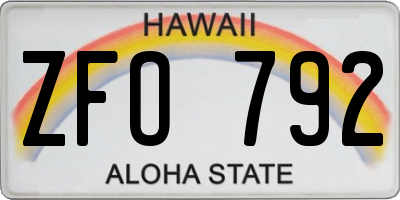 HI license plate ZFO792