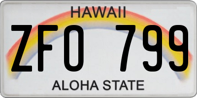 HI license plate ZFO799