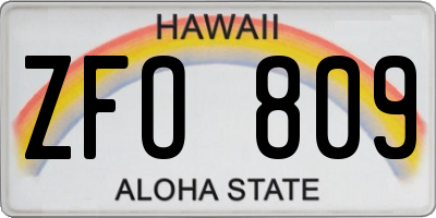 HI license plate ZFO809