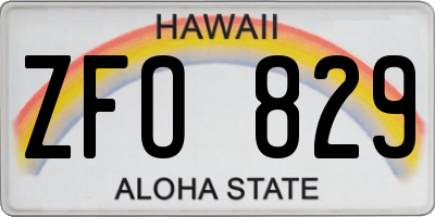 HI license plate ZFO829