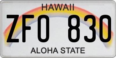 HI license plate ZFO830