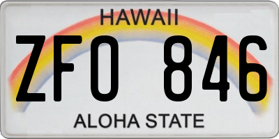 HI license plate ZFO846