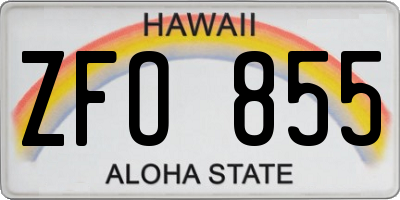 HI license plate ZFO855