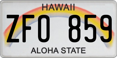 HI license plate ZFO859