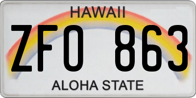HI license plate ZFO863