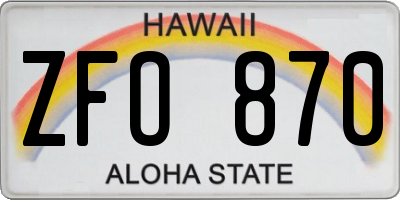 HI license plate ZFO870