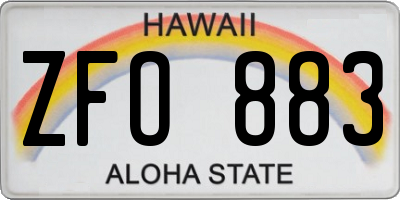 HI license plate ZFO883
