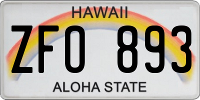 HI license plate ZFO893