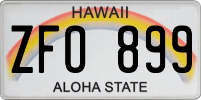 HI license plate ZFO899